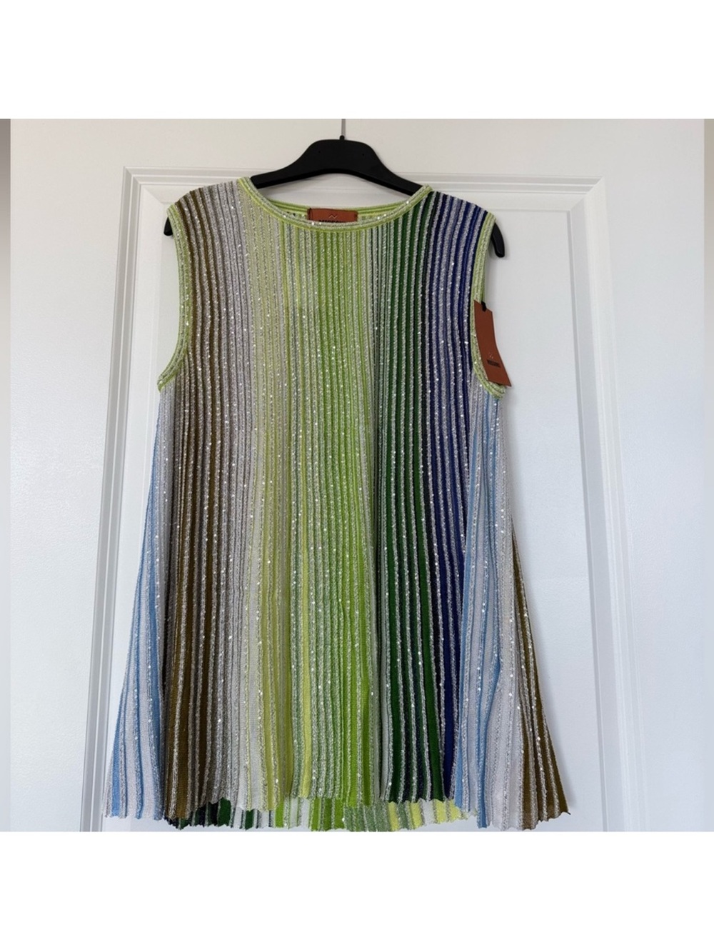 New Missoni Multicolor Vertical Stripe Knit Tank — Greens and Blues